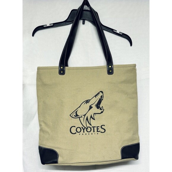 Phoenix Coyotes Hockey Canvas Tote Bag with Faux Leather Vinyl Straps & Corners - Picture 1 of 6